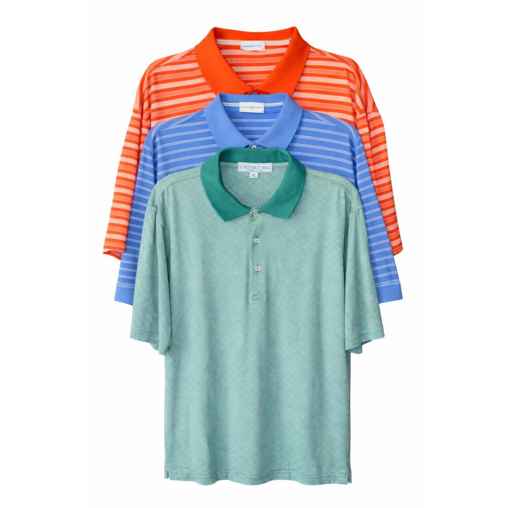 Lot of 3 FAIRWAY GREENE Polo Golf Shirts Men’s XL Blue Orange Green Stripe CClub